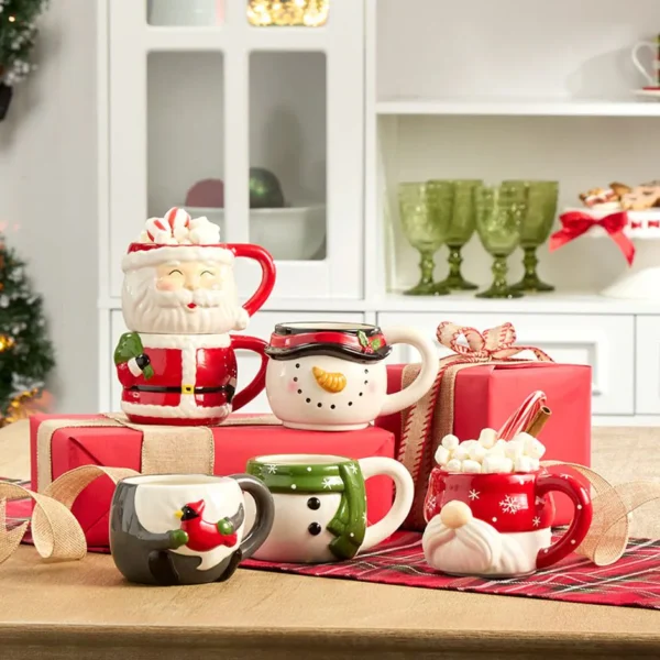 Christmas Characters Stackable Ceramic Mugs Set of 2