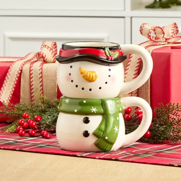 Christmas Characters Stackable Ceramic Mugs Set of 2 - Image 3